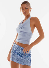 Made For You Low Rise Sequin Mini Skirt - Blue