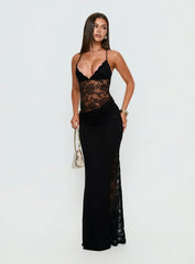 Chantella Lace Cut Out Maxi Dress Black