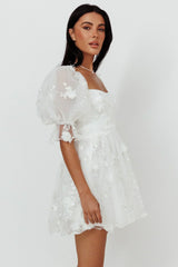 I've Got Sunshine Ruffle Strap Mini Dress Embellished White