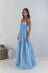 Unforgettable Style Strapless Maxi Dress Blue
