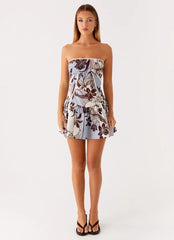 Larnie Linen Mini Dress - Bluewood Blossom
