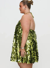 Fluorescents Halter Mini Dress Green Curve