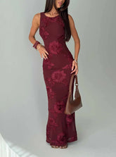 Fionna Floral Maxi Dress Burgundy