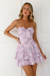 Lavender Haze Strapless Mini Dress Lilac