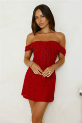 Dainty Number Off Shoulder Lace Mini Dress