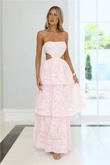 Soft Petal Glow Strapless Maxi Dress Pink