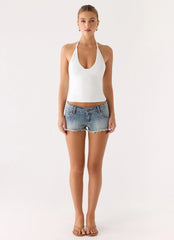 Roll Out Halter Top - White