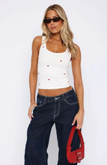 Do It For Me Ribbed Tank Top White
