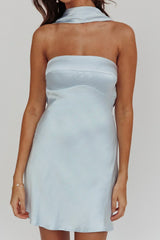 Damsel Reverse Halter Mini Dress Blue