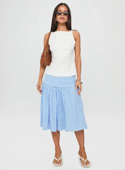 Raelan Tiered Midi Skirt Blue Stripe