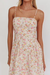 Daisy Day Basque Waist Maxi Dress Floral Pink