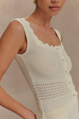 Madeline Scallop Knit Top - Ivory