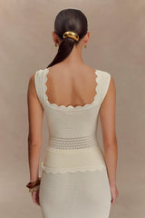 Madeline Scallop Knit Top - Ivory