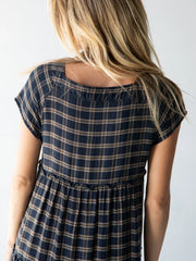 Berkley Maxi Dress - Navy Tan Plaid