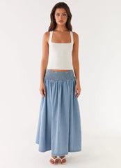 Heater Midi Skirt - Washed Blue