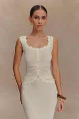 Madeline Scallop Knit Top - Ivory